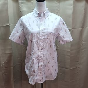 Disney Mickey Mouse Button Down Casual Shirt, Size Small